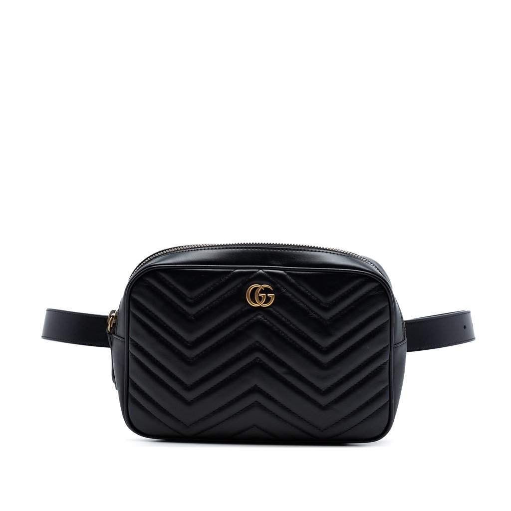 Gucci GG Marmont Square Matelasse Leather Belt Bag Black Leather Very good condition - Front View