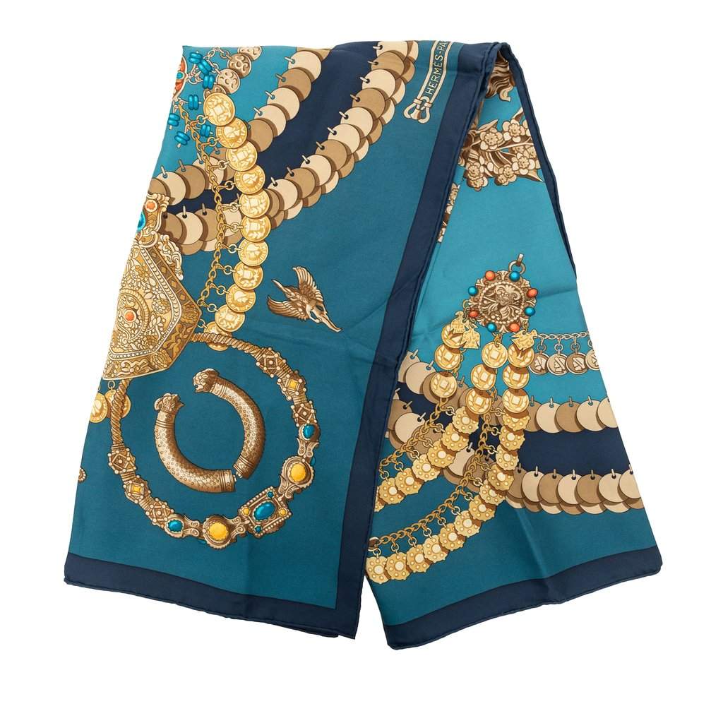 Hermès Kosmima Silk Scarf 90 Blue Very good condition - Front View