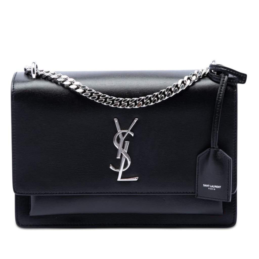 Saint Laurent Medium Calfskin Monogram Sunset Crossbody Black Leather Very good - Front View