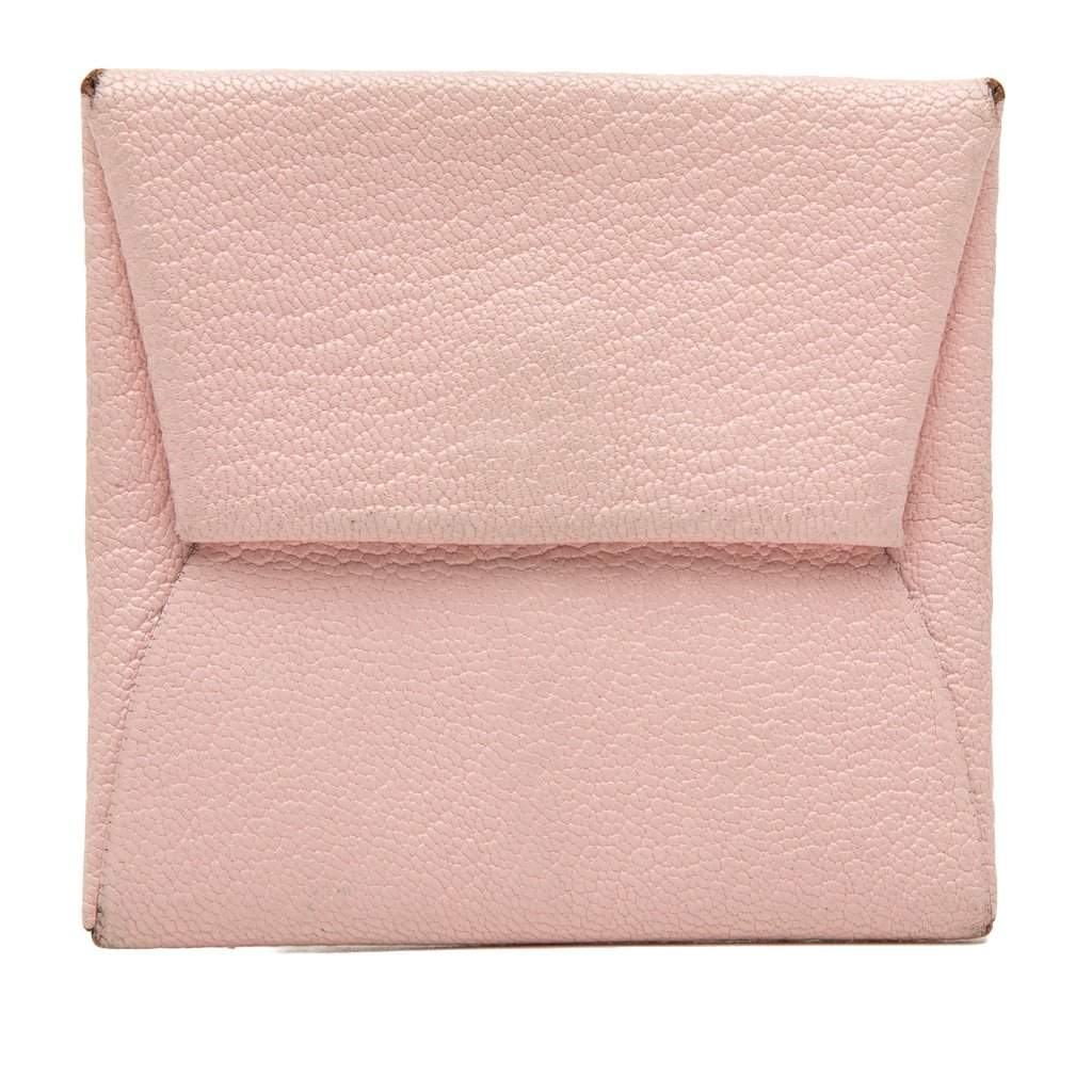 Hermès Chevre Mysore Bastia Coin Pouch Pink Leather Very good condition - Front View