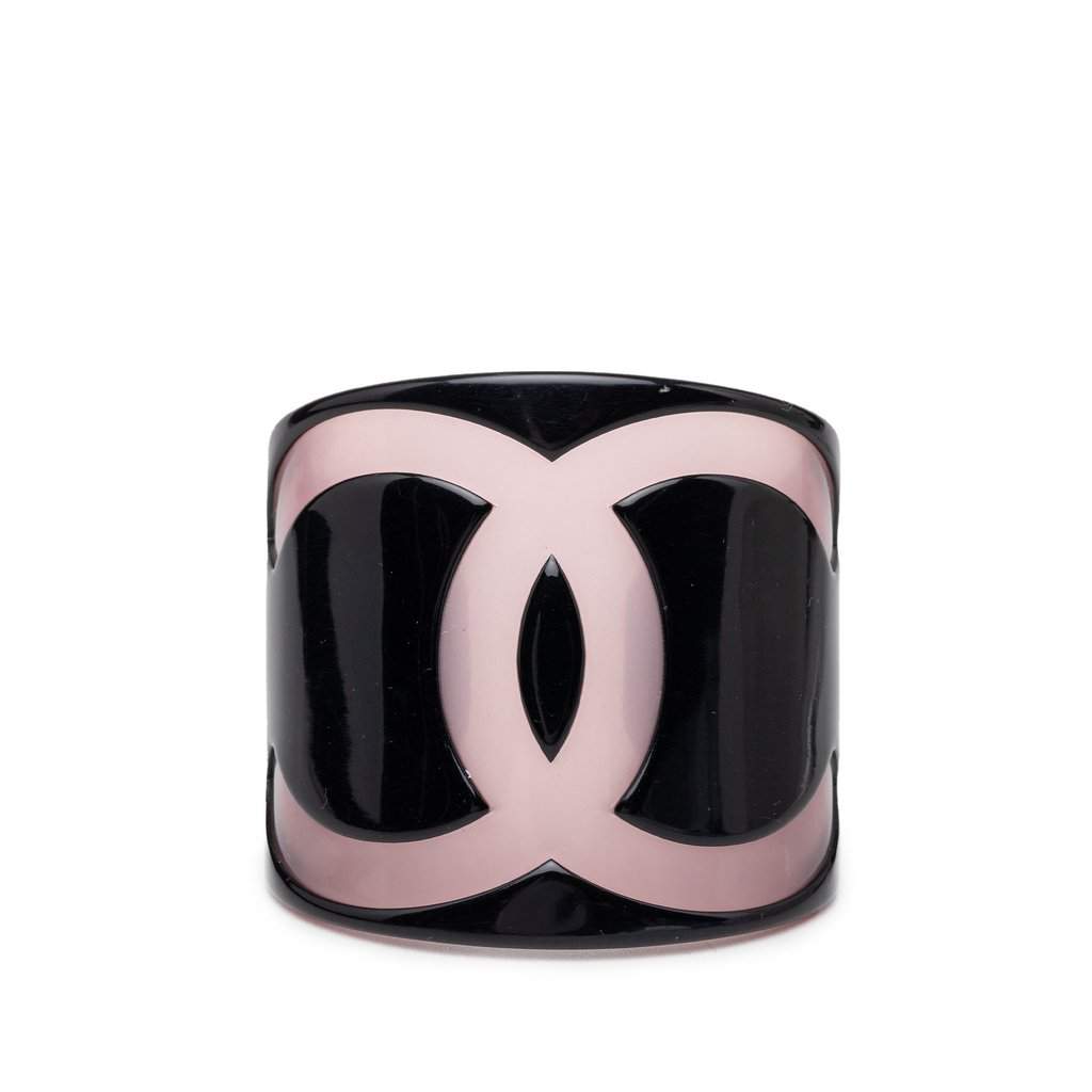 Chanel CC Resin Bangle Black Plastic Very good condition - Front View