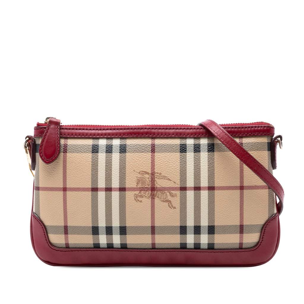 Burberry Haymarket Check Coated Canvas Peyton Crossbody Beige Very good condition - Front View
