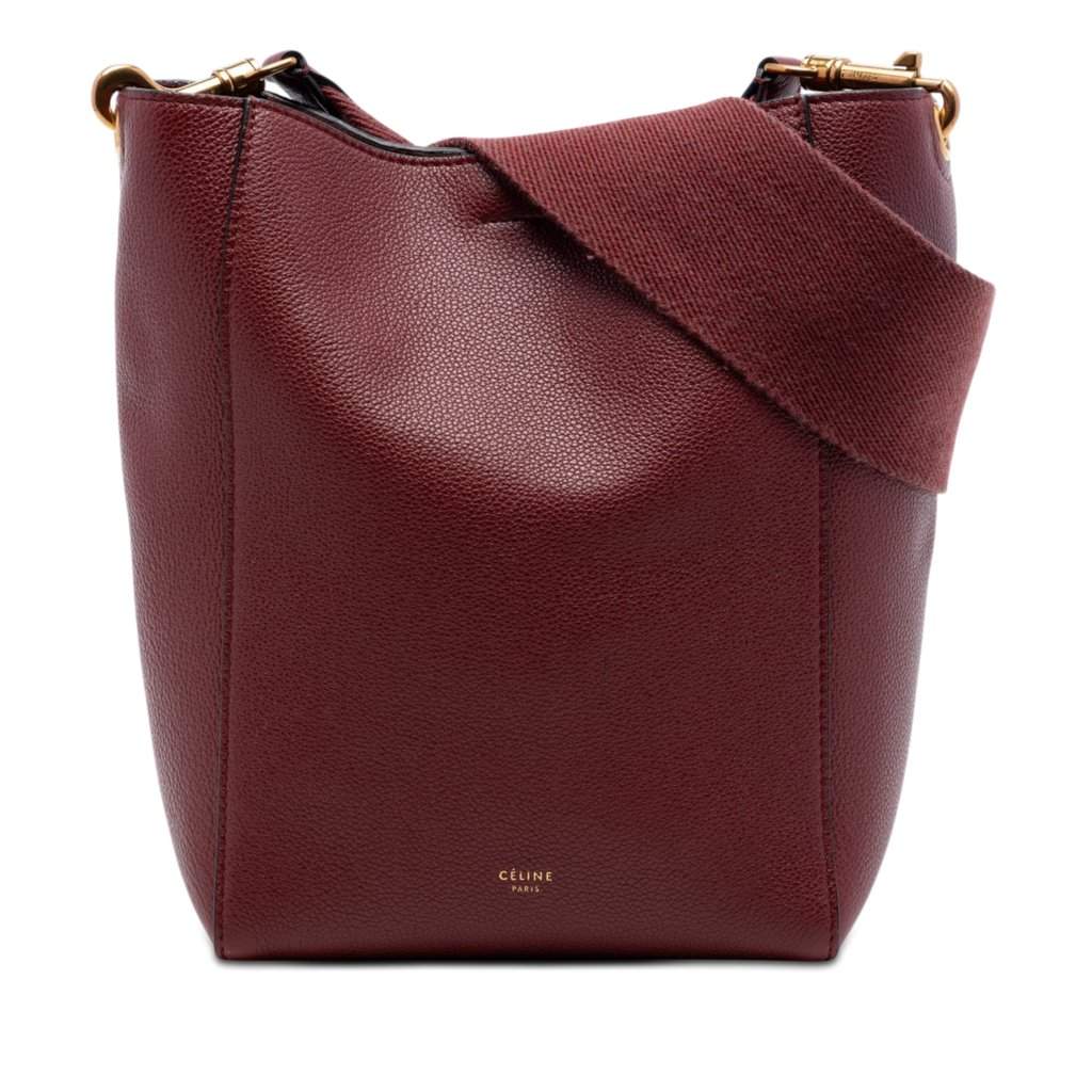 Celine Small Leather Seau Sangle Bucket Bag Red Leather Very good condition - Front View