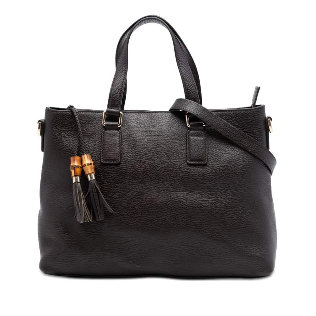 Gucci Leather Bamboo Tassel Satchel Brown Leather Very good condition - Front View