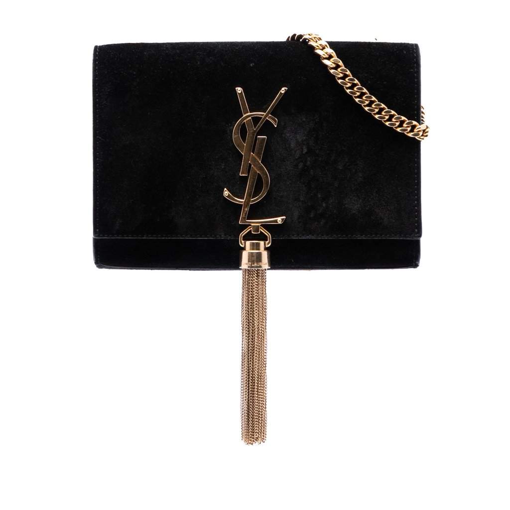 Saint Laurent Small Suede Monogram Kate Tassel Crossbody Black Leather Very good condition - Front View
