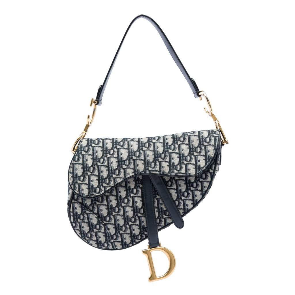 Dior Oblique Canvas Saddle Bag Blue Very good condition - Front View