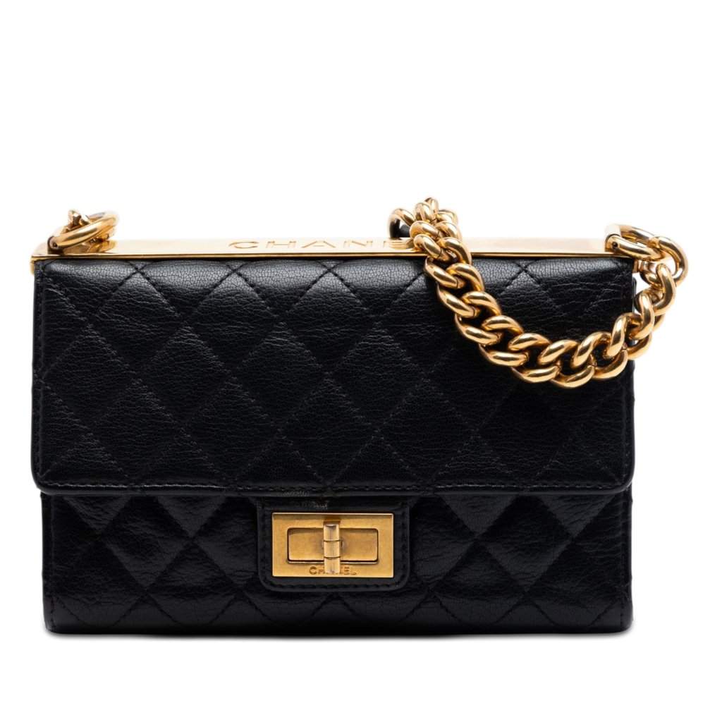 Chanel Mini Quilted Goatskin Reissue 2.55 Rita Flap Black Leather Very good condition - Front View