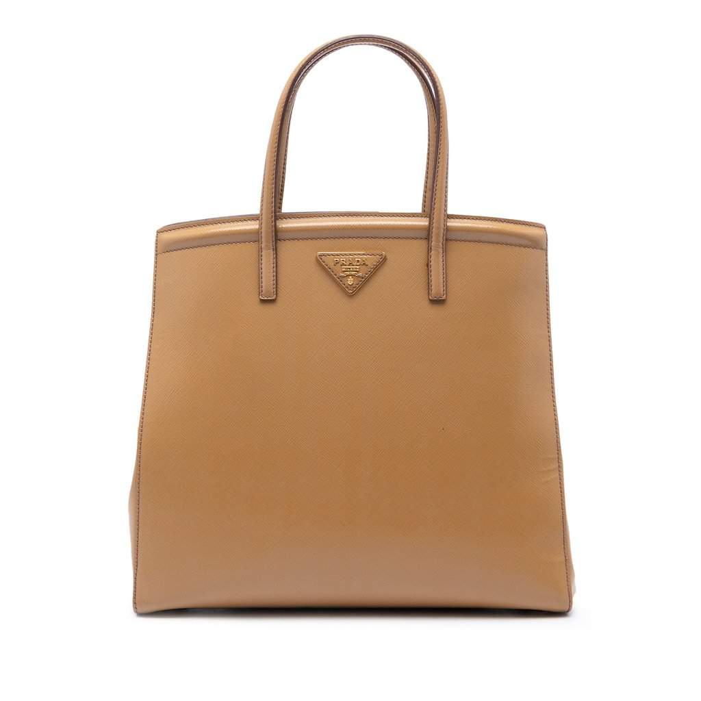 Prada Saffiano Vernice Parabole Satchel Brown Leather Very good condition - Front View