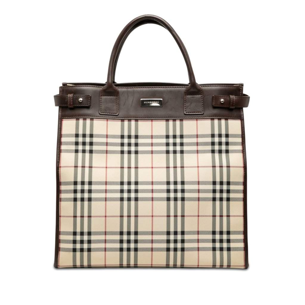 Burberry House Check Canvas Convertible Tote Beige Very good condition - Front View