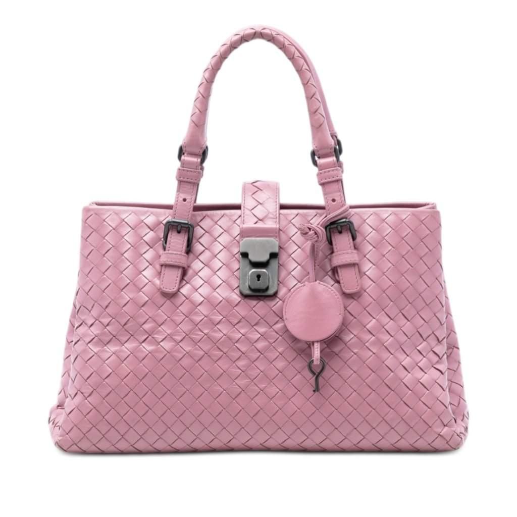 Bottega Veneta Small Nappa Intrecciato Roma Satchel Pink Leather Very good condition - Front View