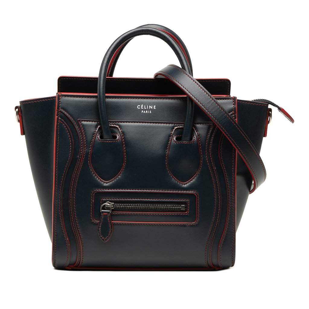 Celine Nano Bicolor Smooth Calfskin Luggage Tote Blue Leather Very good - Front View
