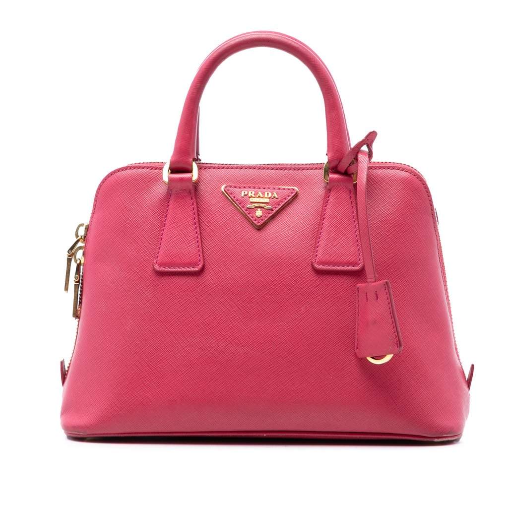 Prada Small Saffiano Lux Promenade Satchel Pink Leather Very good condition - Front View