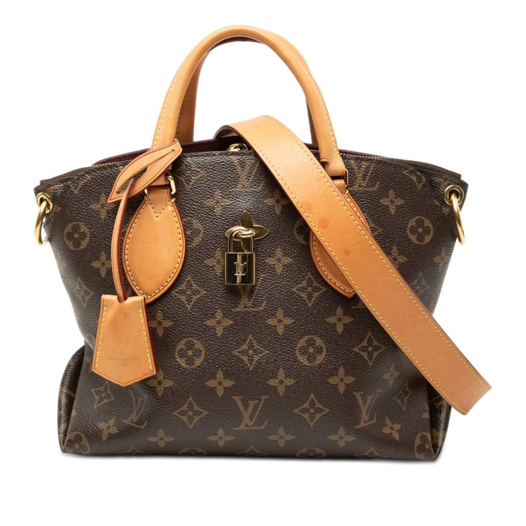 Louis Vuitton Monogram Flower Zipped Tote PM Brown Very good - Front View