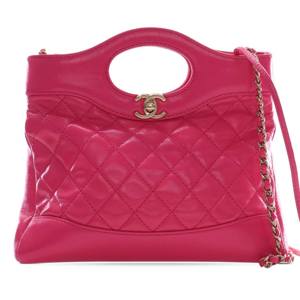 Chanel Large Quilted Glazed Calfskin 31 Shopping Bag Pink Leather Very good - Front View