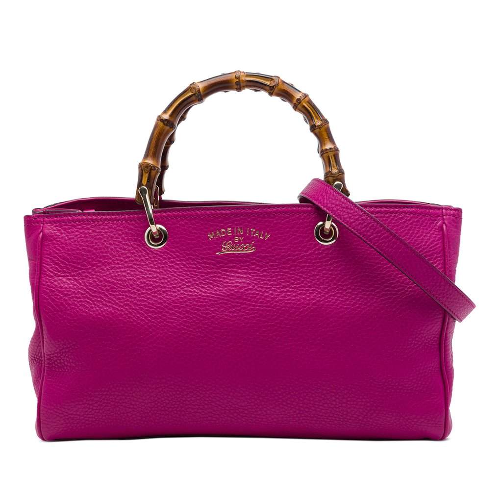 Gucci Medium Calfskin Bamboo Shopper Satchel Pink Leather Very good - Front View