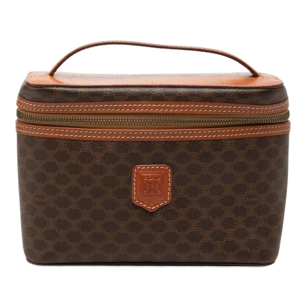 Celine Macadam Coated Canvas Vanity Bag Brown Very good - Front View