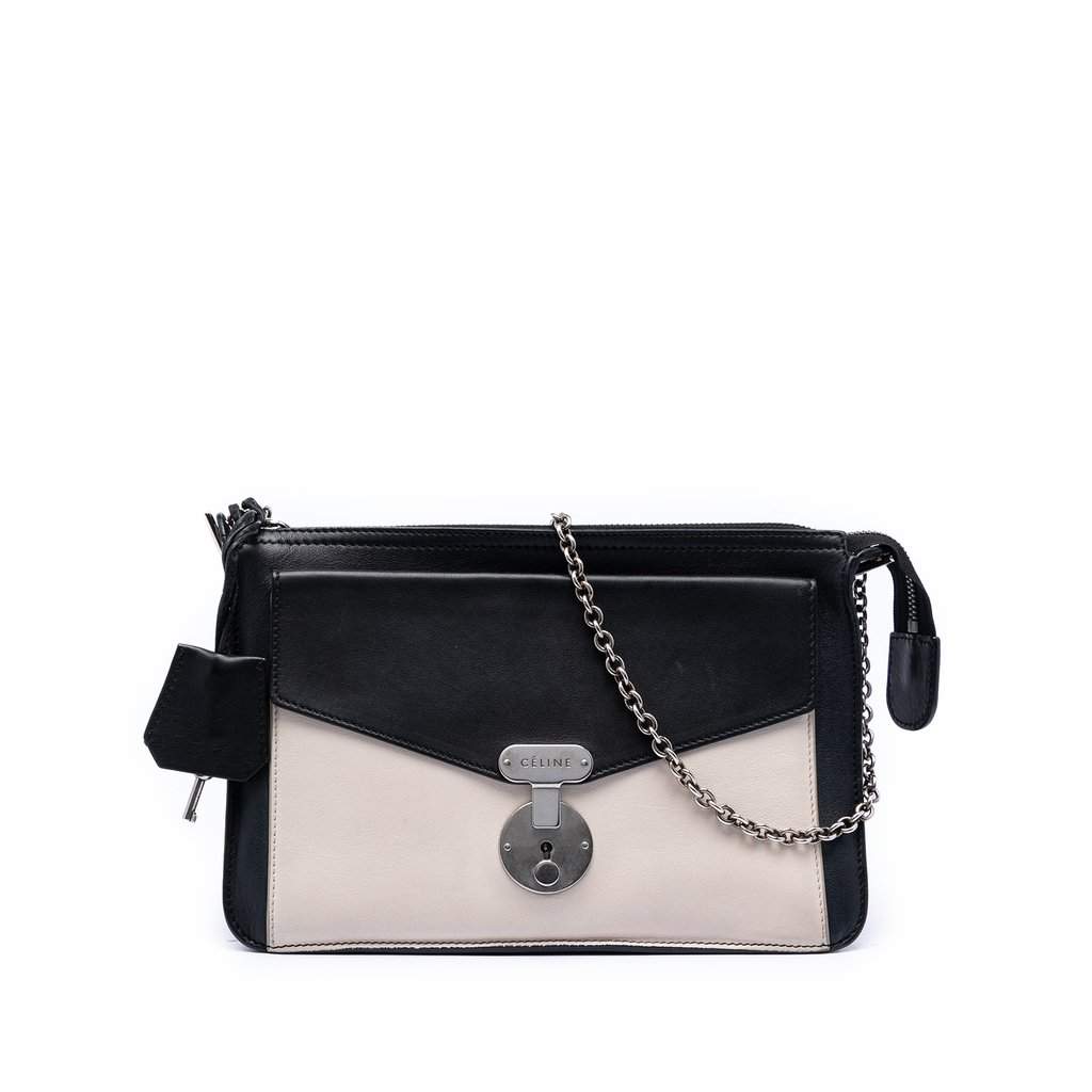 Celine Bicolor Leather Pocket Envelope Zip Crossbody Black Leather Very good condition - Front View