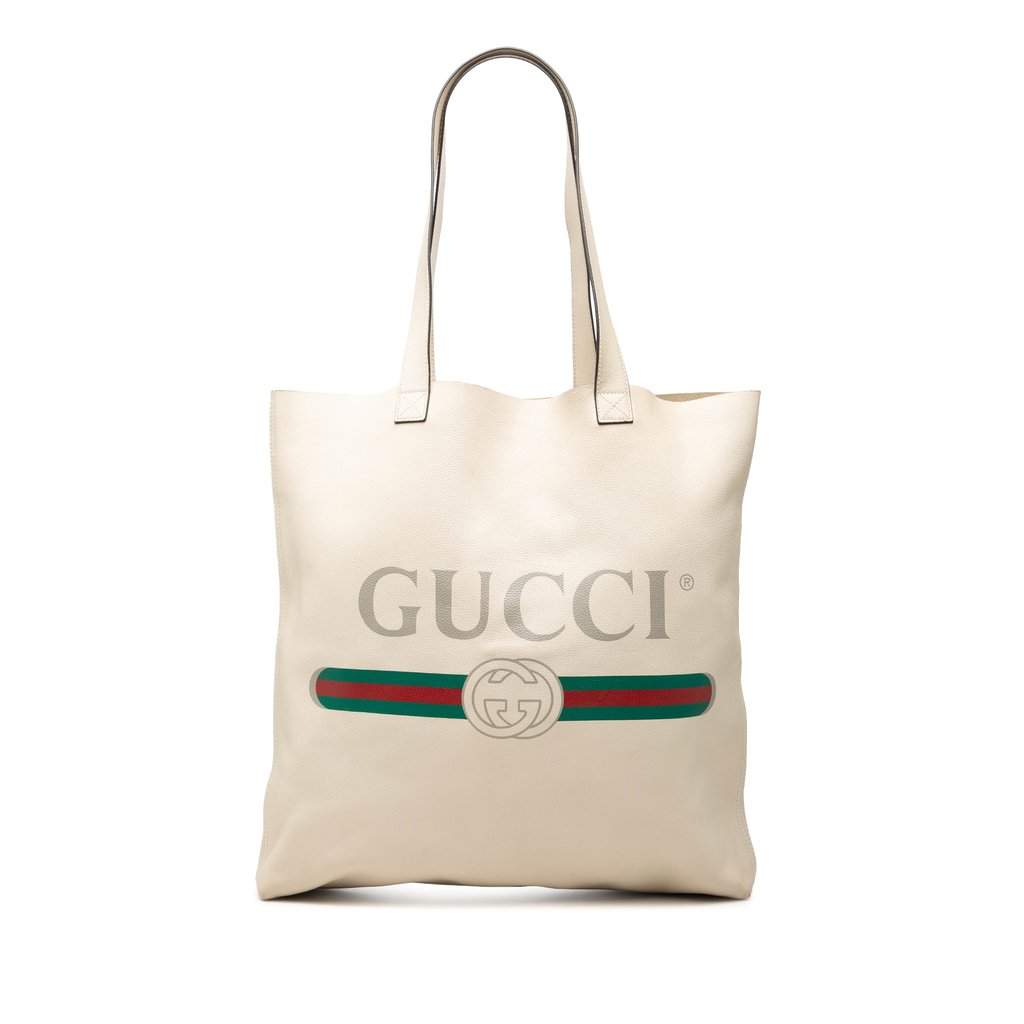 Gucci Calfskin Logo Tote Brown Leather Very good condition - Front View