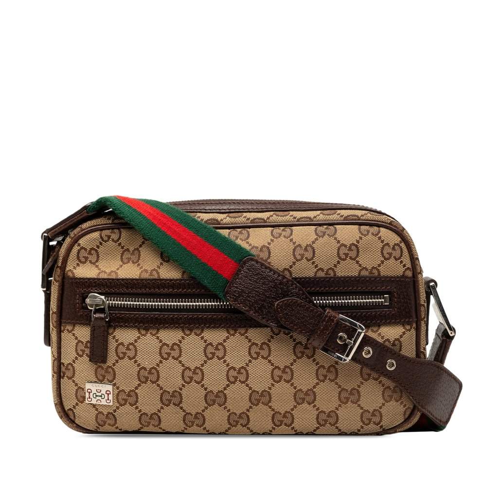 Gucci GG Canvas Web Pop Shoulder Bag Beige Good condition - Front View
