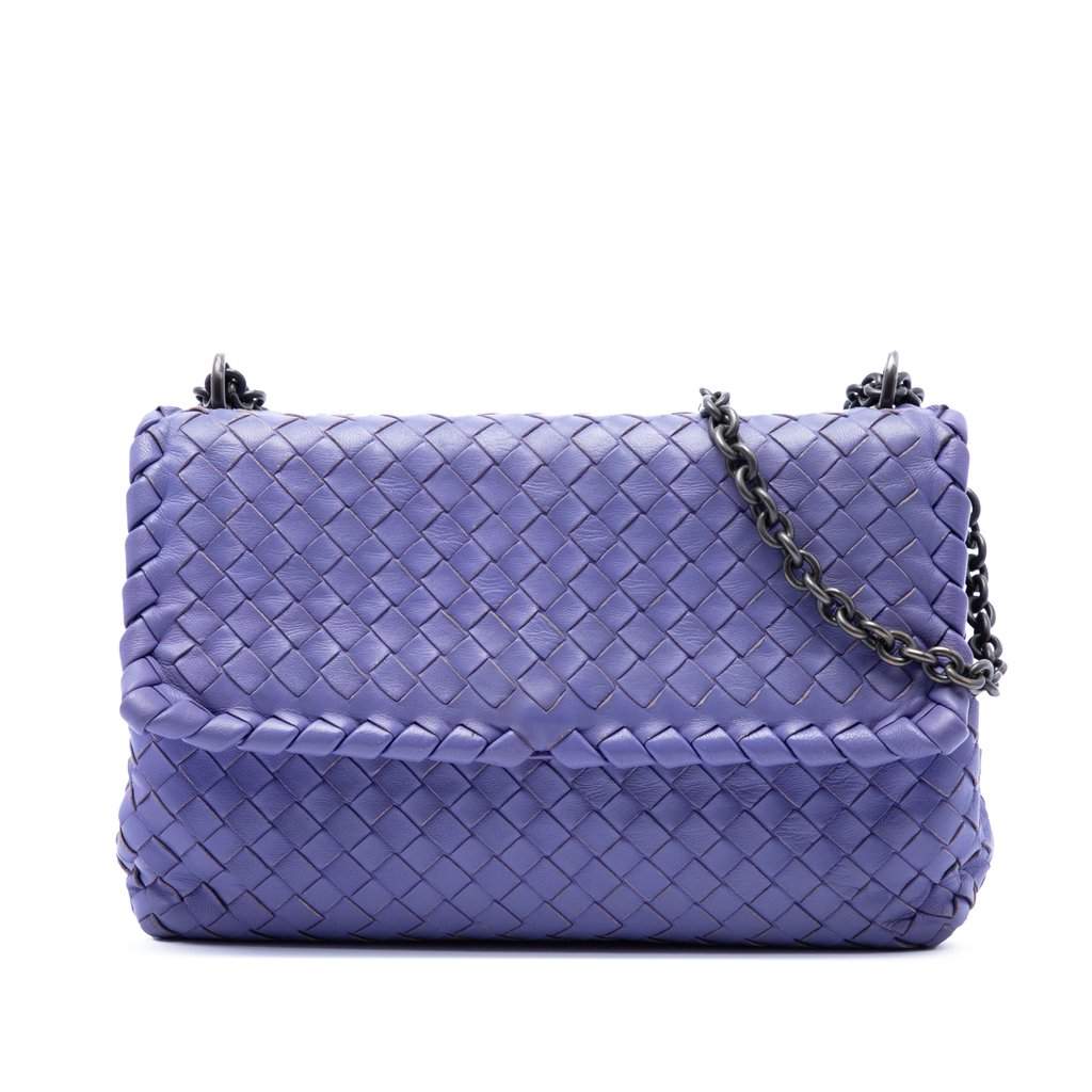 Bottega Veneta Small Nappa Intrecciato Olimpia Crossbody Purple Leather Very good condition - Front View