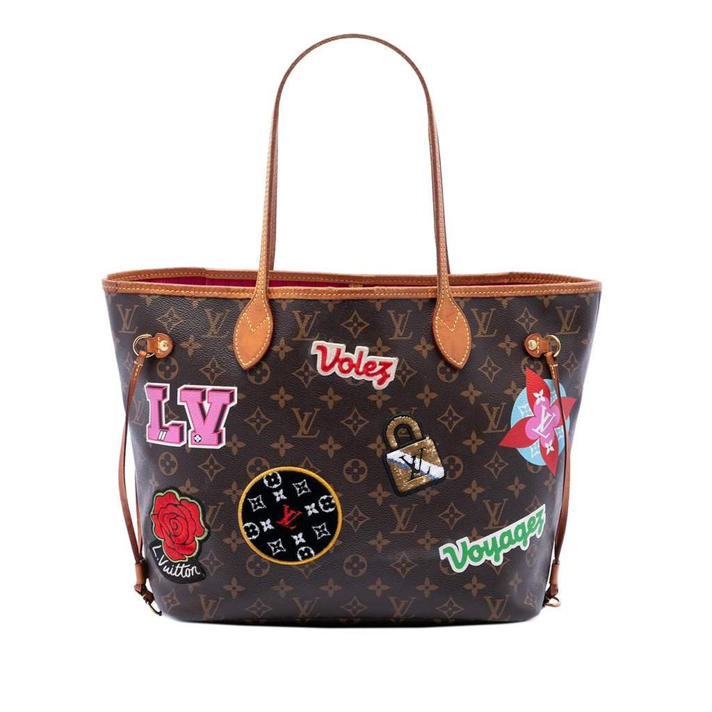 Louis Vuitton Monogram Patches Neverfull MM Brown Very good - Front View