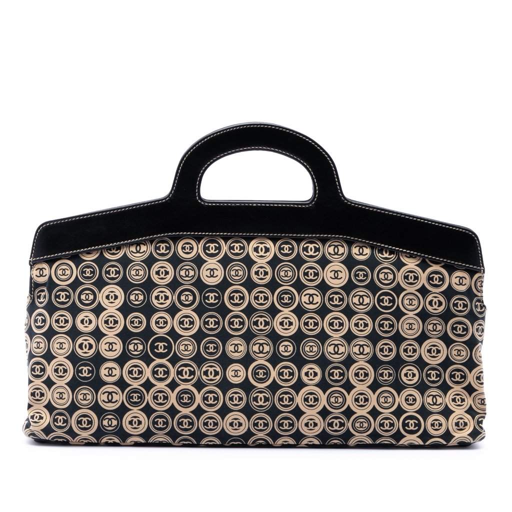 Chanel Jersey Printed Frame Handbag Black Very good condition - Front View
