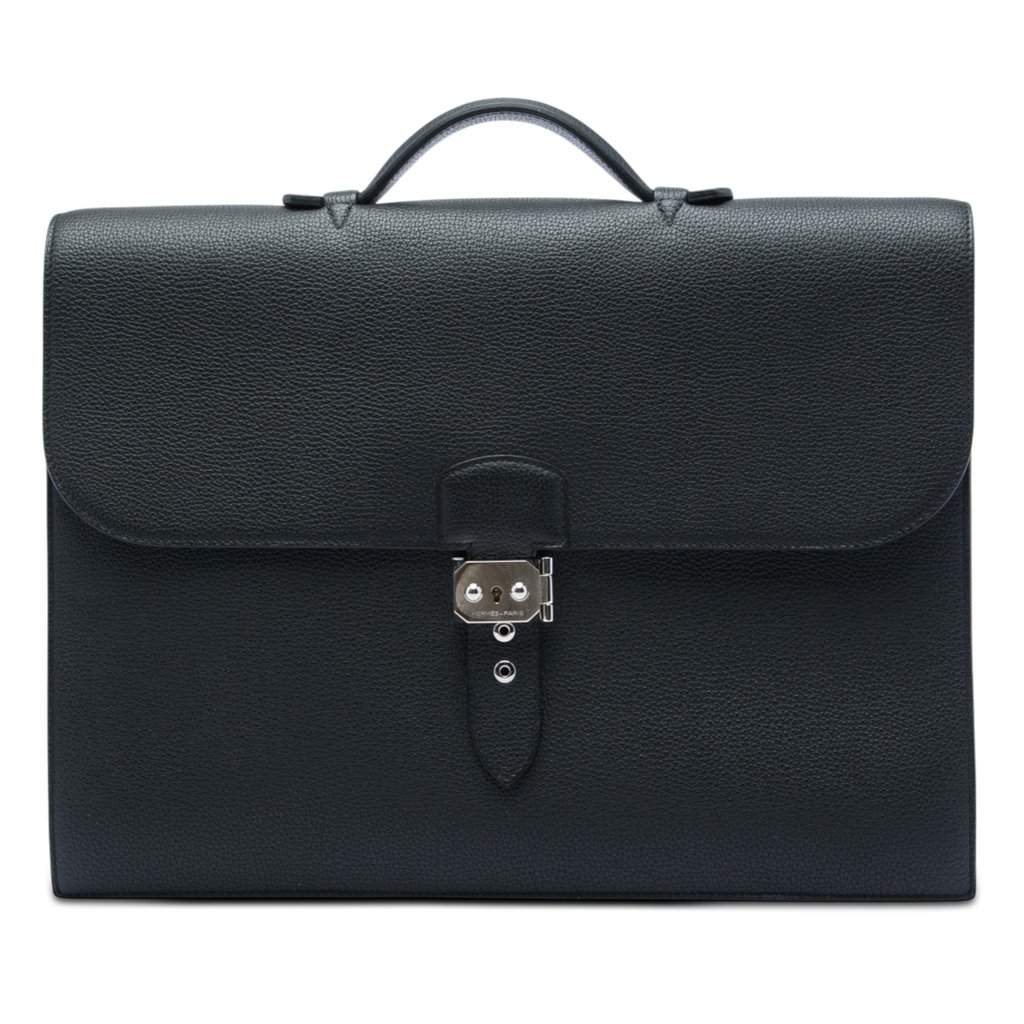 Hermès Togo Sac A Depeches 38 Black Leather Very good - Front View