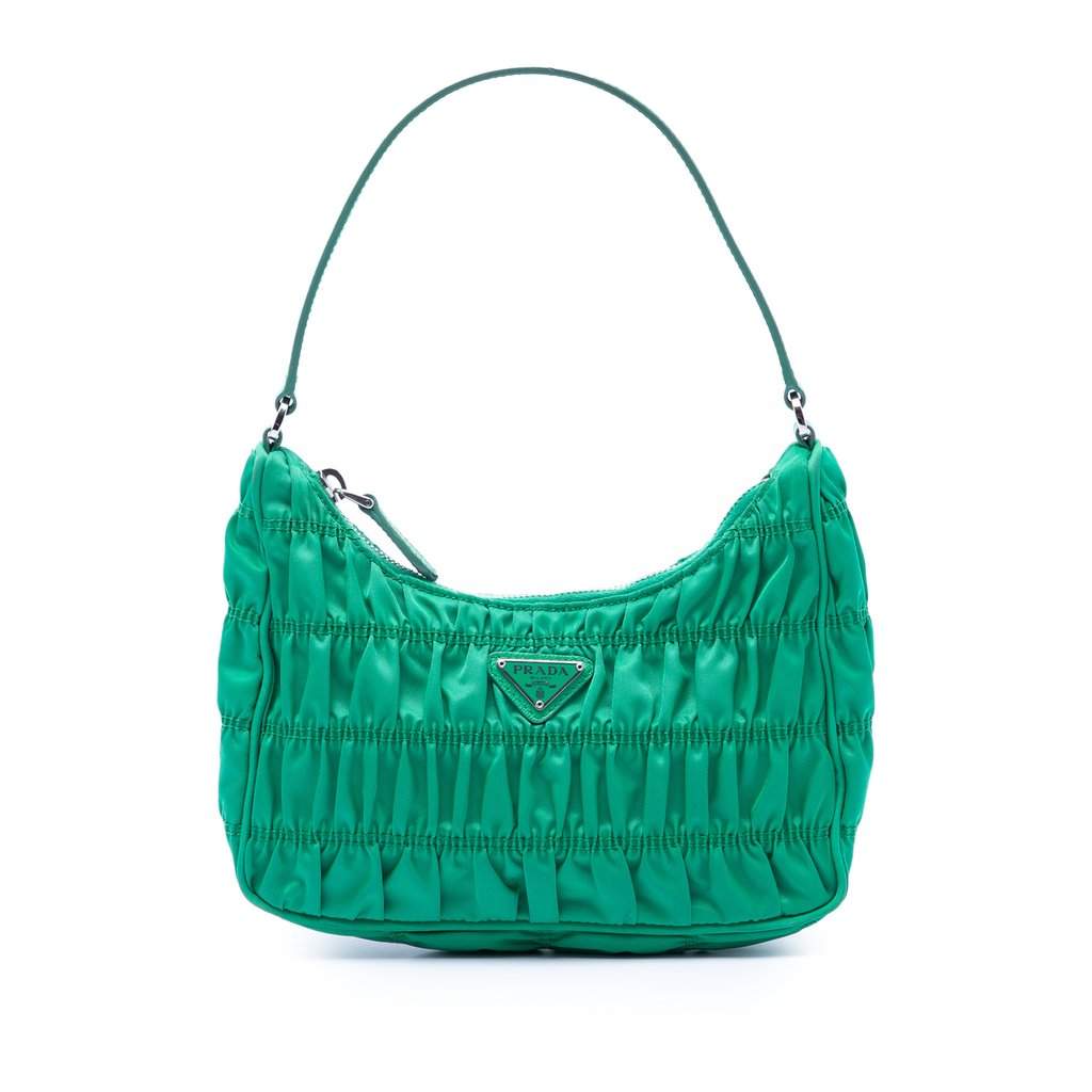 Prada Tessuto Gaufre Re Edition Shoulder Bag Green Very good condition - Front View