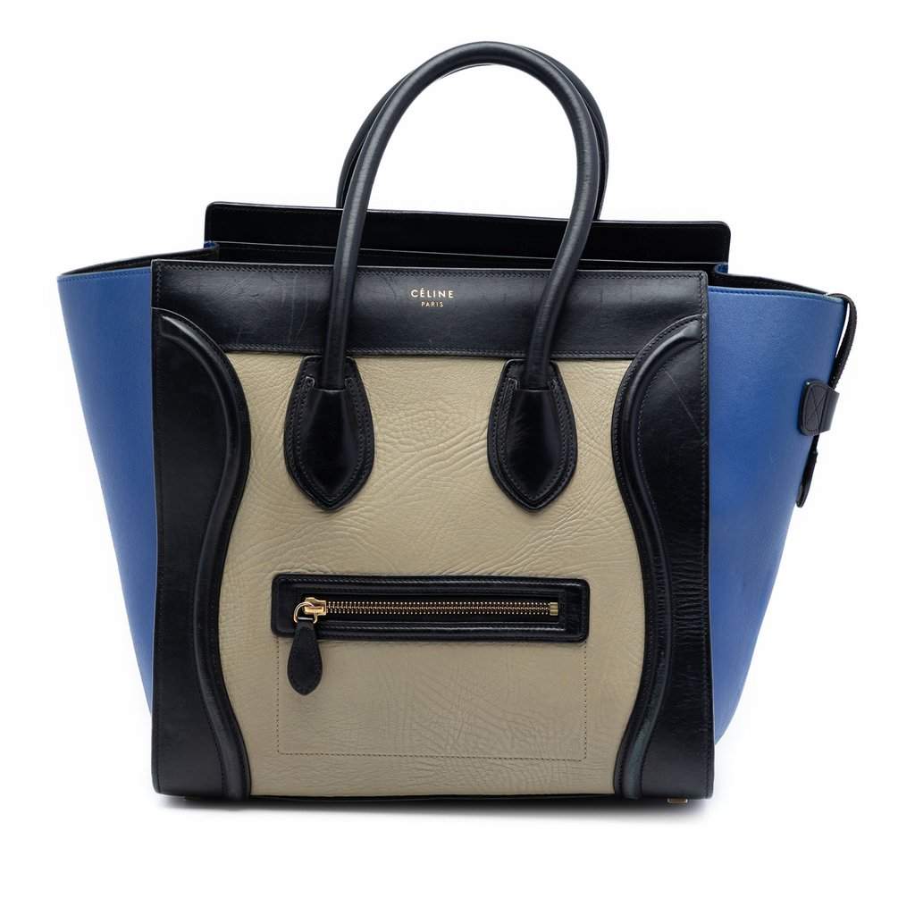 Celine Mini Tricolor Leather Luggage Tote Beige Leather Very good condition - Front View
