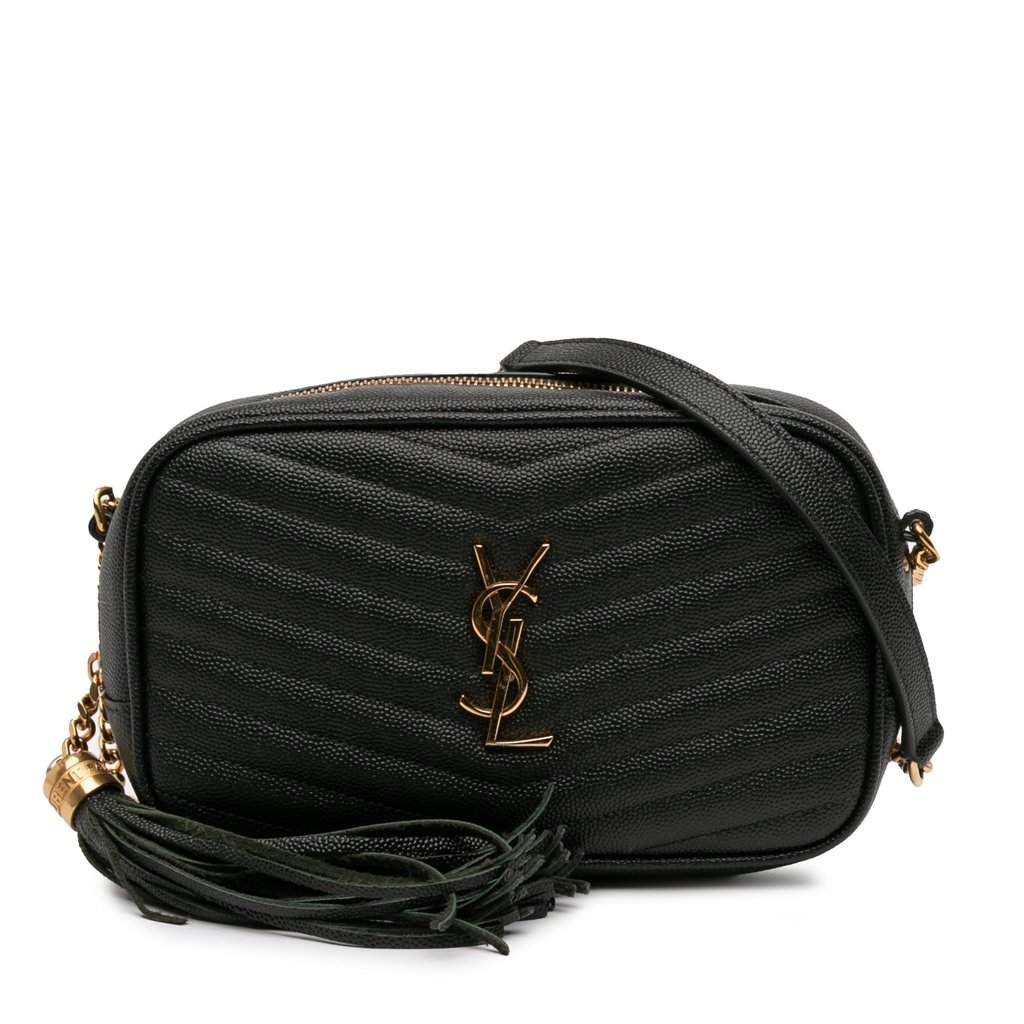 Saint Laurent Mini Grain de Poudre Monogram Lou Camera Bag Black Leather Very good condition - Front View