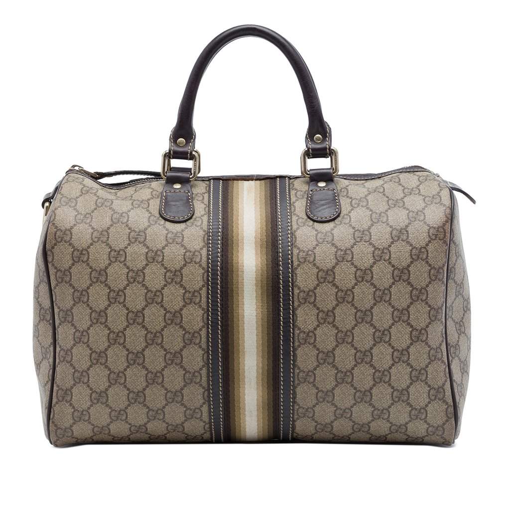 Gucci Medium GG Supreme Joy Web Boston Bag Beige Very good - Front View