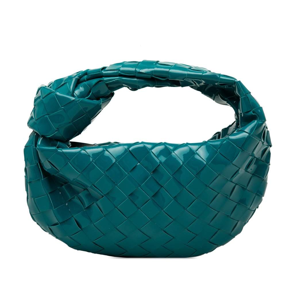 Bottega Veneta Mini Patent Intrecciato Jodie Blue Leather Very good condition - Front View