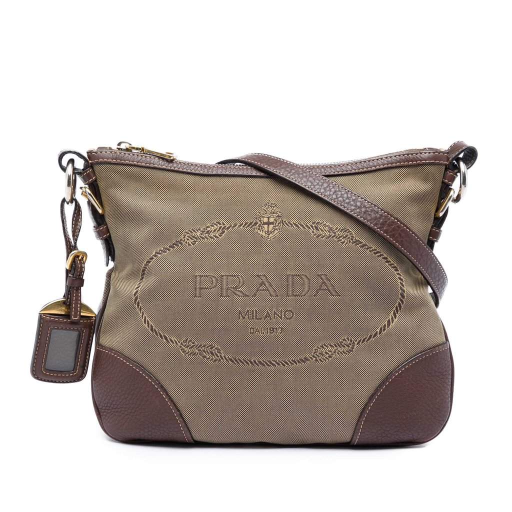 Prada Canvas Canapa Logo Crossbody Beige Very good condition - Front View