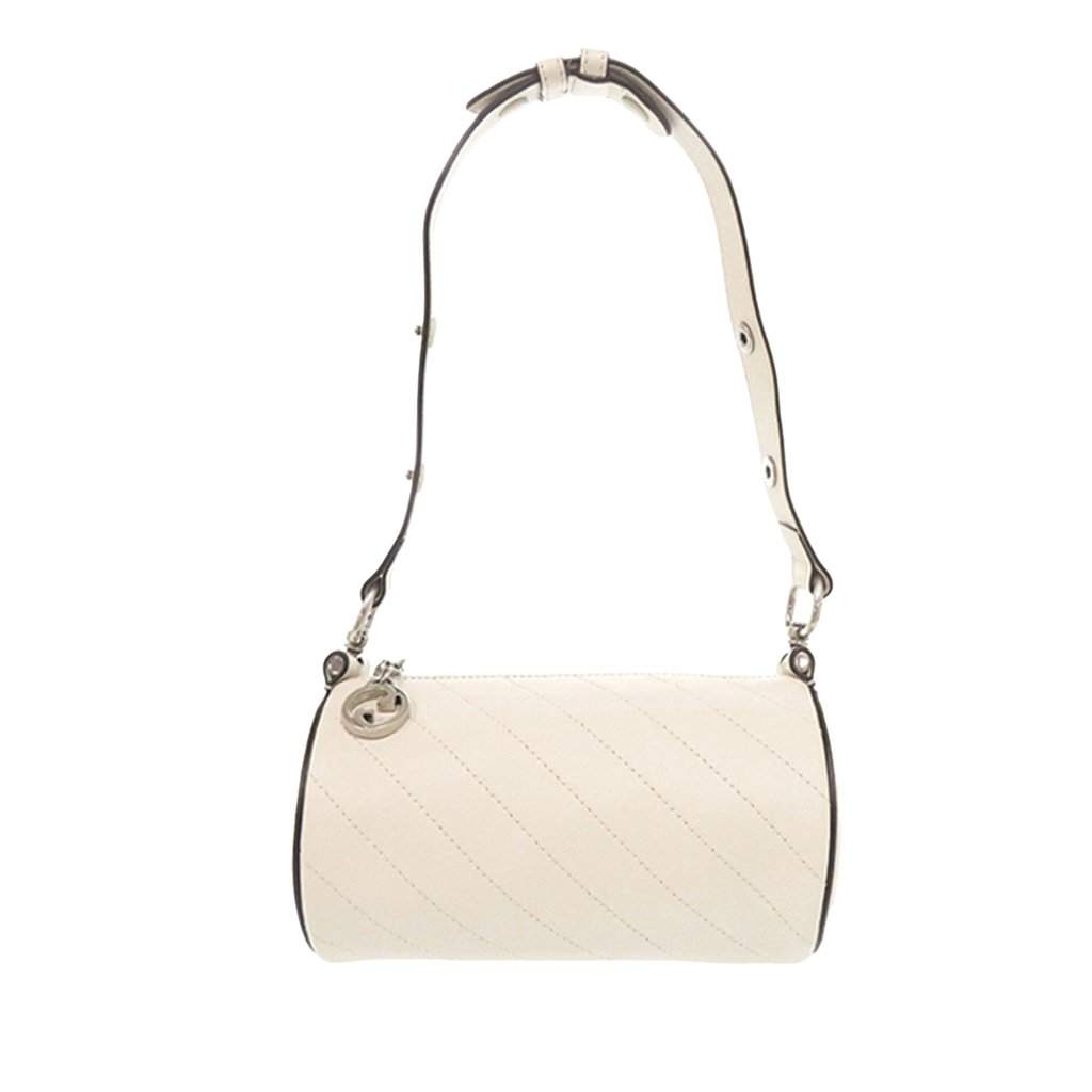 Gucci Mini Leather Blondie Barrel Shoulder Bag White Leather Very good condition - Front View
