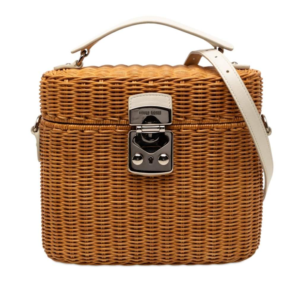 Miu Miu Wicker Top Handle Bag Brown Very good - Front View