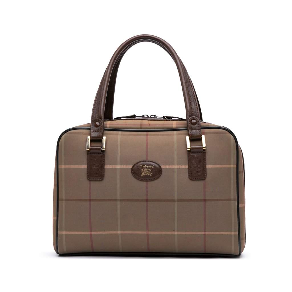 Burberry Vintage Check Canvas Handbag Brown Very good condition - Front View