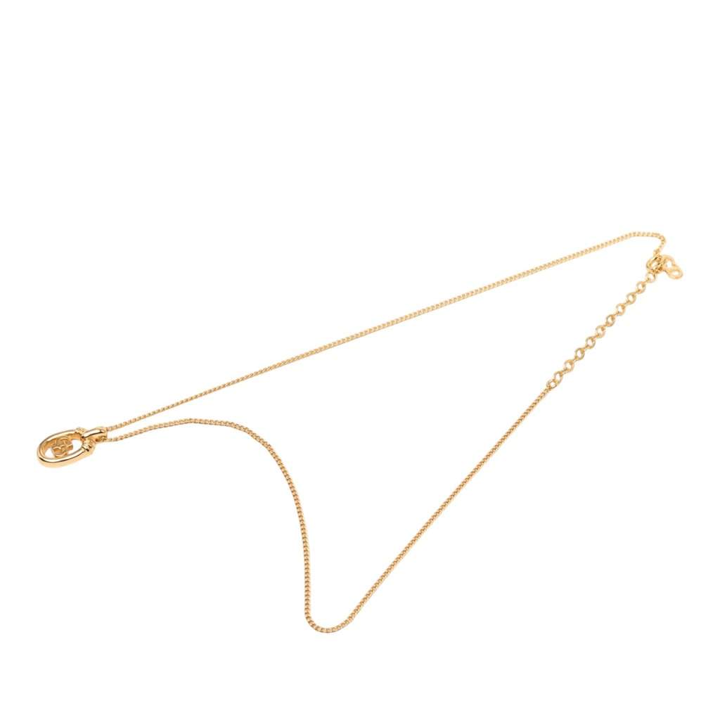 Dior Gold Plated CD Logo Oval Pendant Necklace Gold Metal Very good condition - Front View
