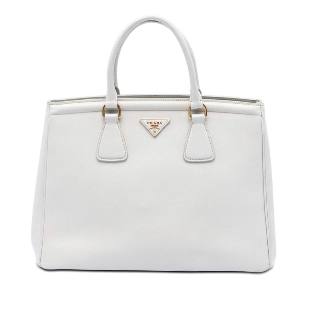 Prada Saffiano Lux Parabole Tote White Leather Very good condition - Front View