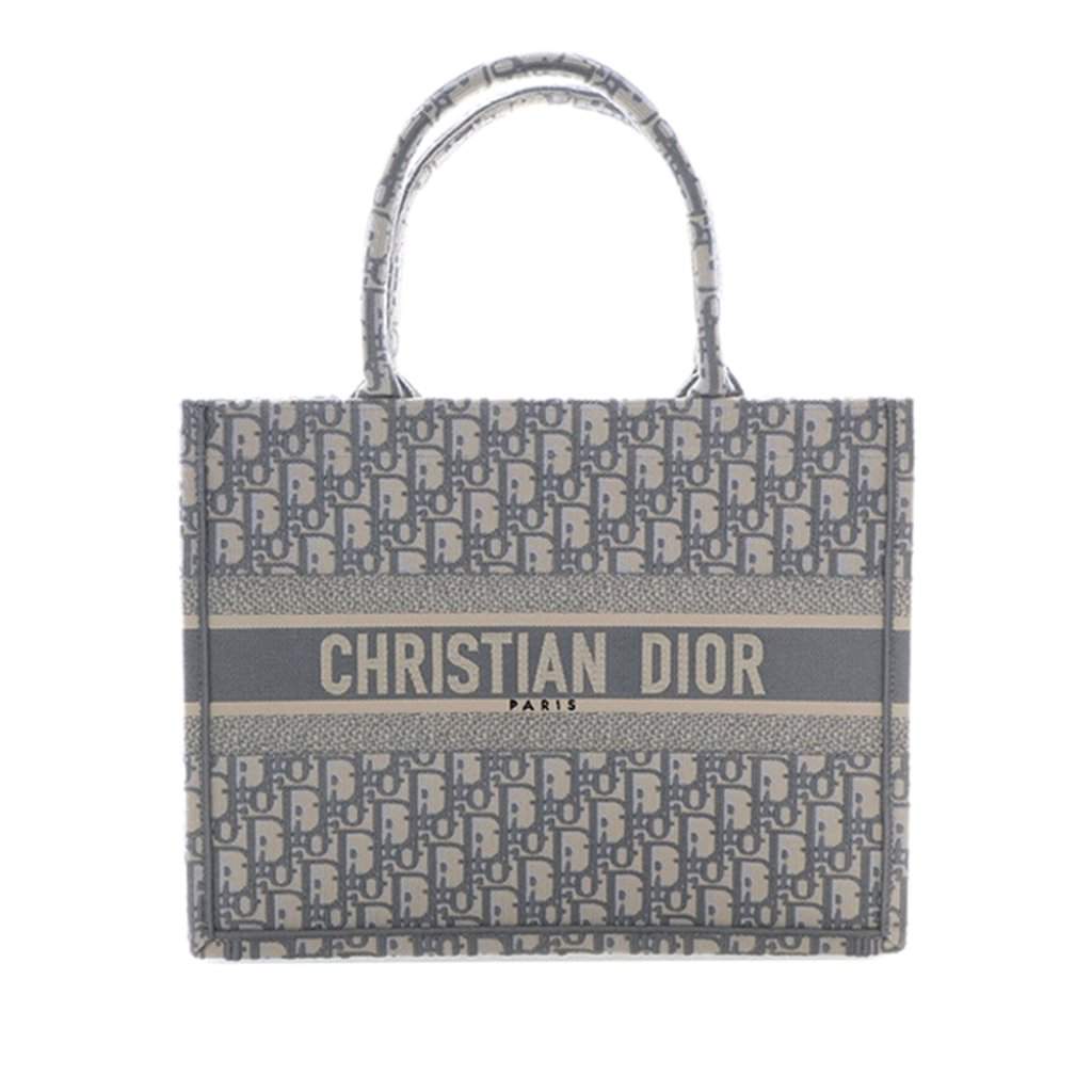 Dior Medium Oblique Embroidered Canvas Book Tote Grey Very good condition - Front View