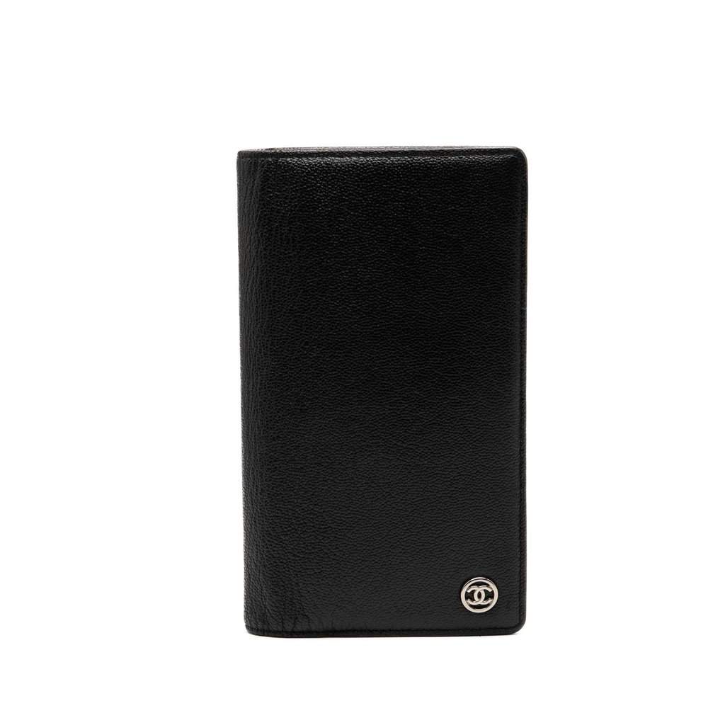 Chanel CC Goatskin L Yen Wallet Black Leather Very good - Front View