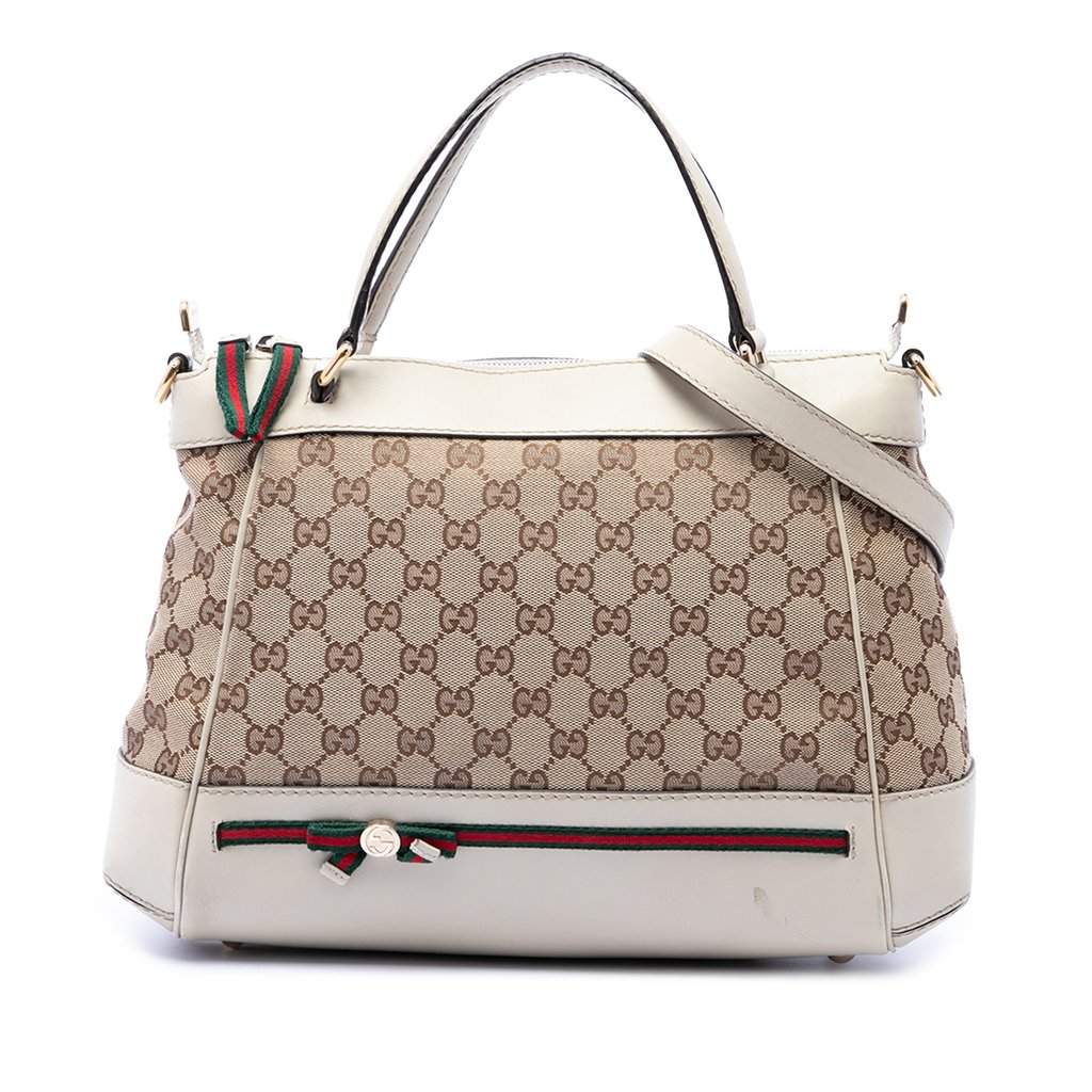 Gucci GG Canvas Web Mayfair Satchel Beige Very good - Front View