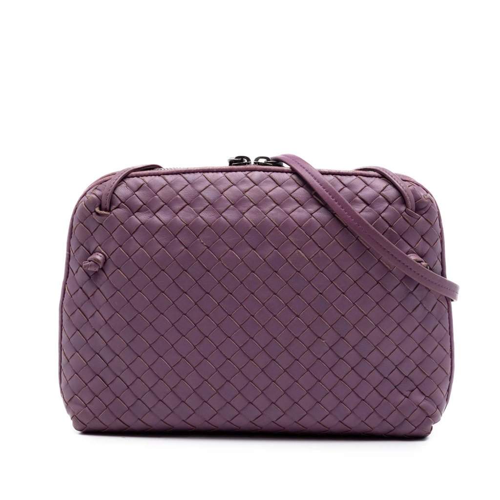 Bottega Veneta Nappa Intrecciato Nodini Crossbody Purple Leather Very good condition - Front View