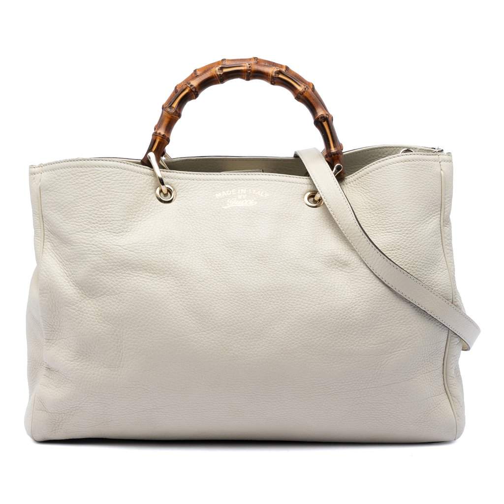 Gucci Large Calfskin Bamboo Shopper Satchel Brown Leather Very good condition - Front View