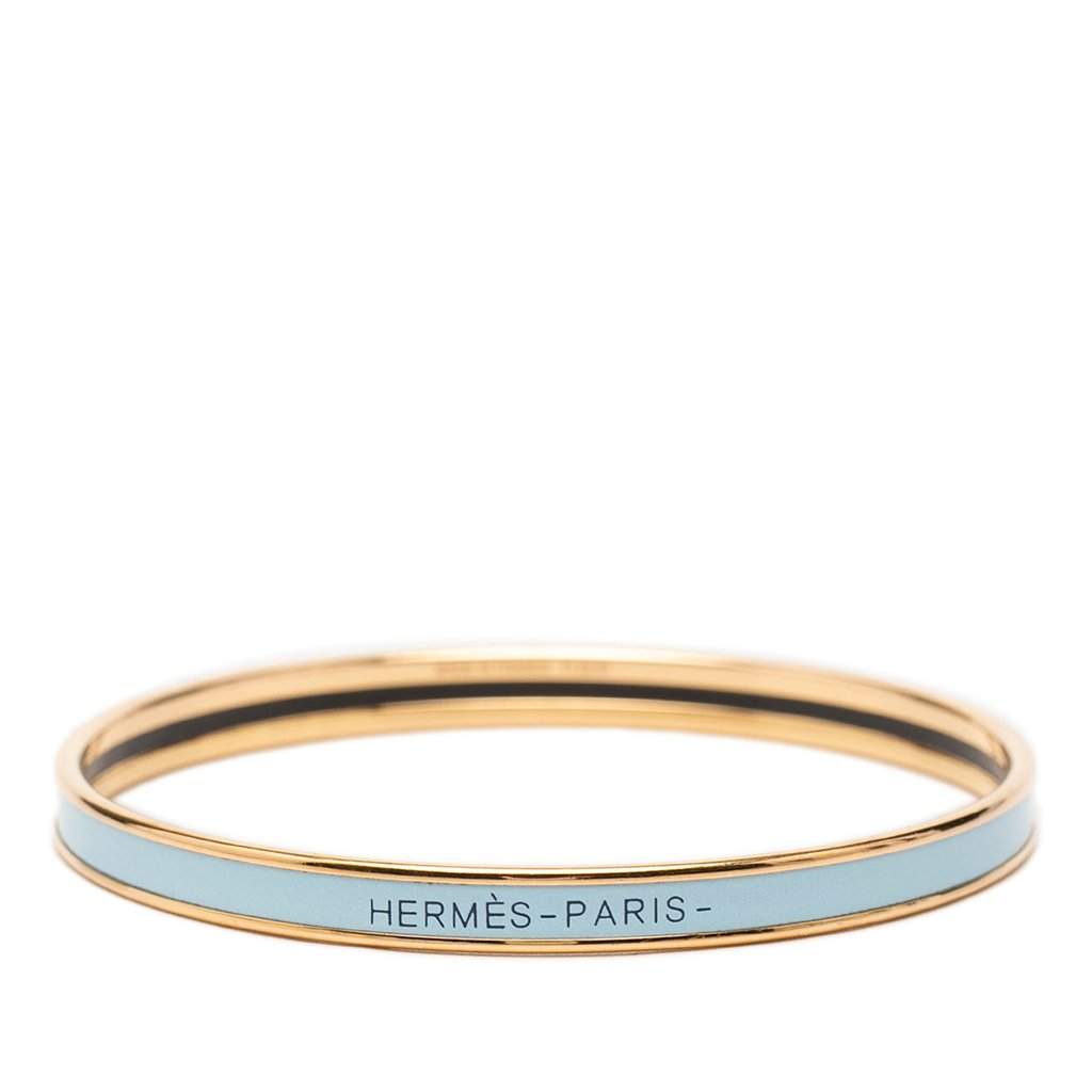 Hermès Extra Narrow Enamel Uni Bangle 62 Blue Very good condition - Front View