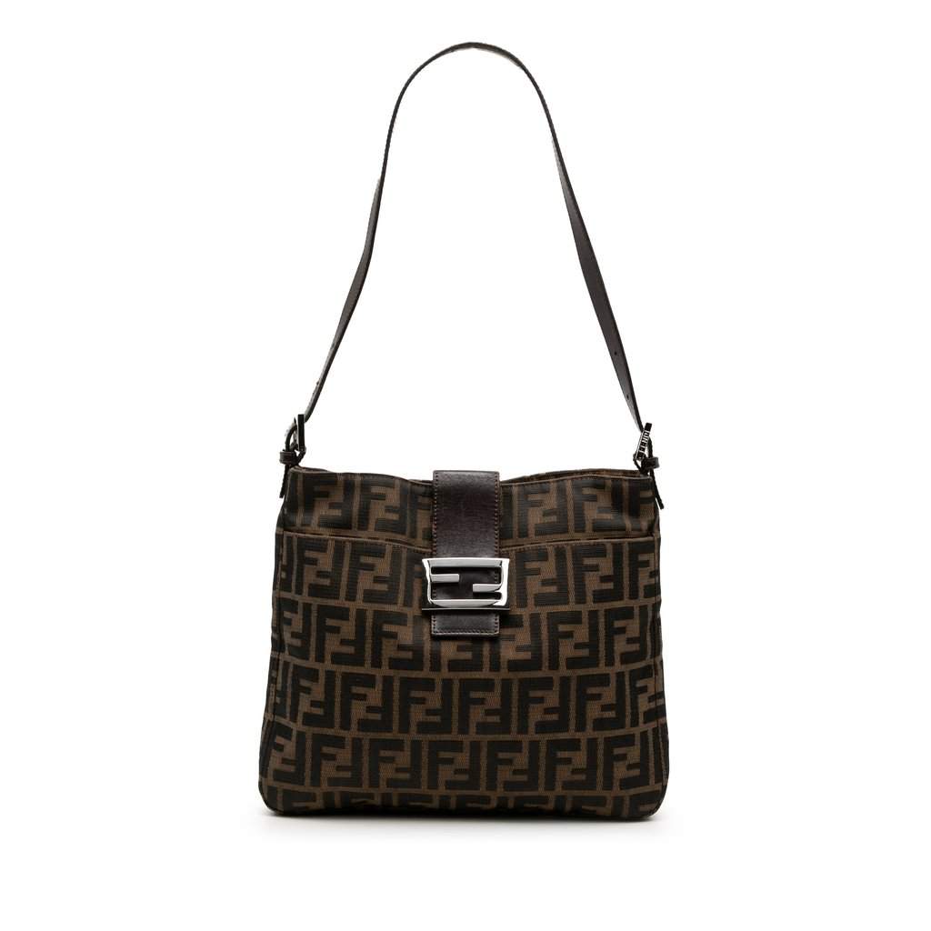 Fendi Zucca Canvas Shoulder Bag Brown Very good - Front View