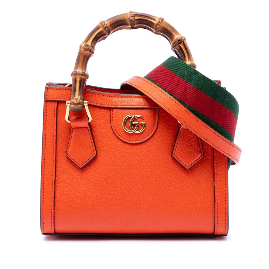 Gucci Mini Calfskin Bamboo Diana Satchel Orange Leather Very good - Front View