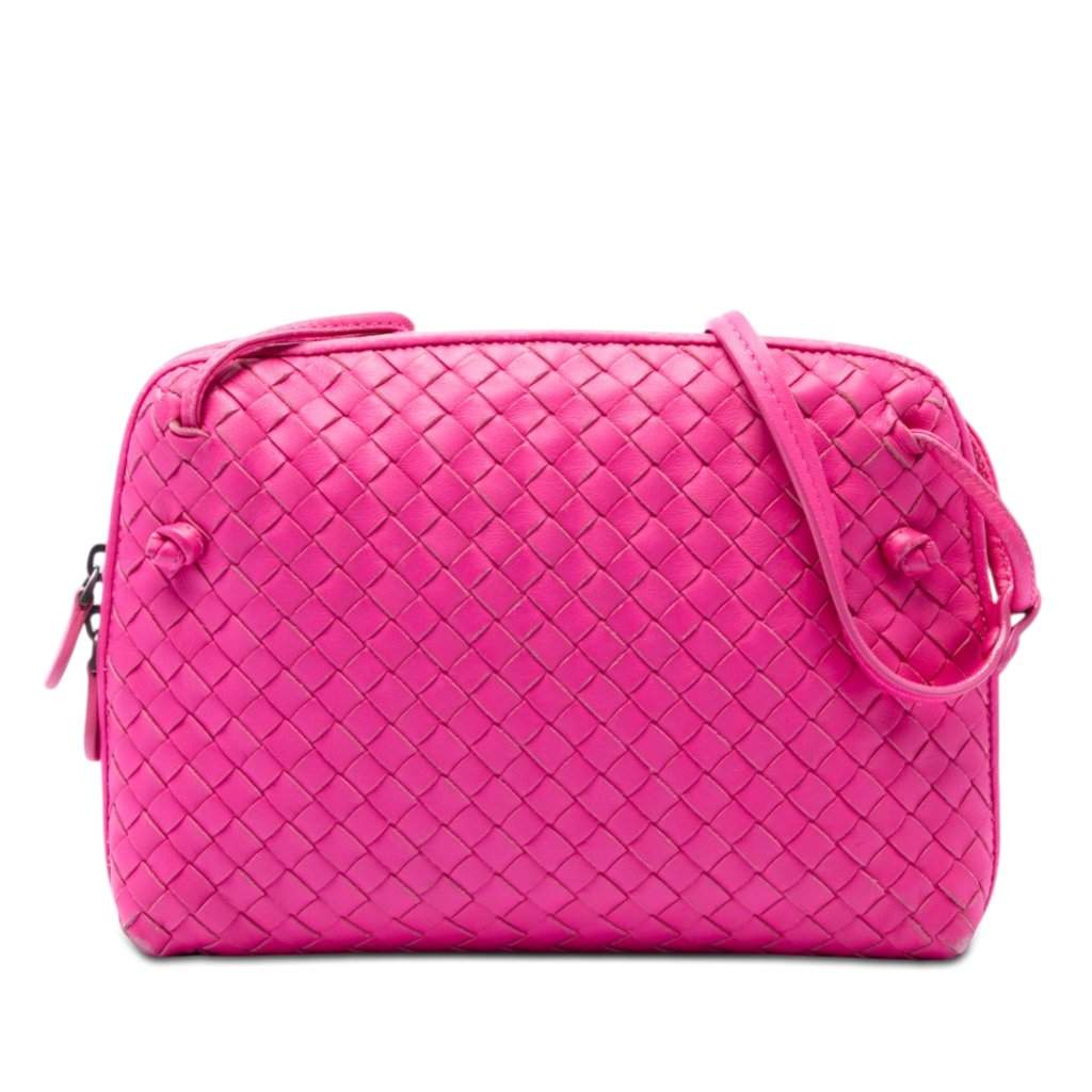 Bottega Veneta Nappa Intrecciato Nodini Crossbody Pink Leather Very good condition - Front View