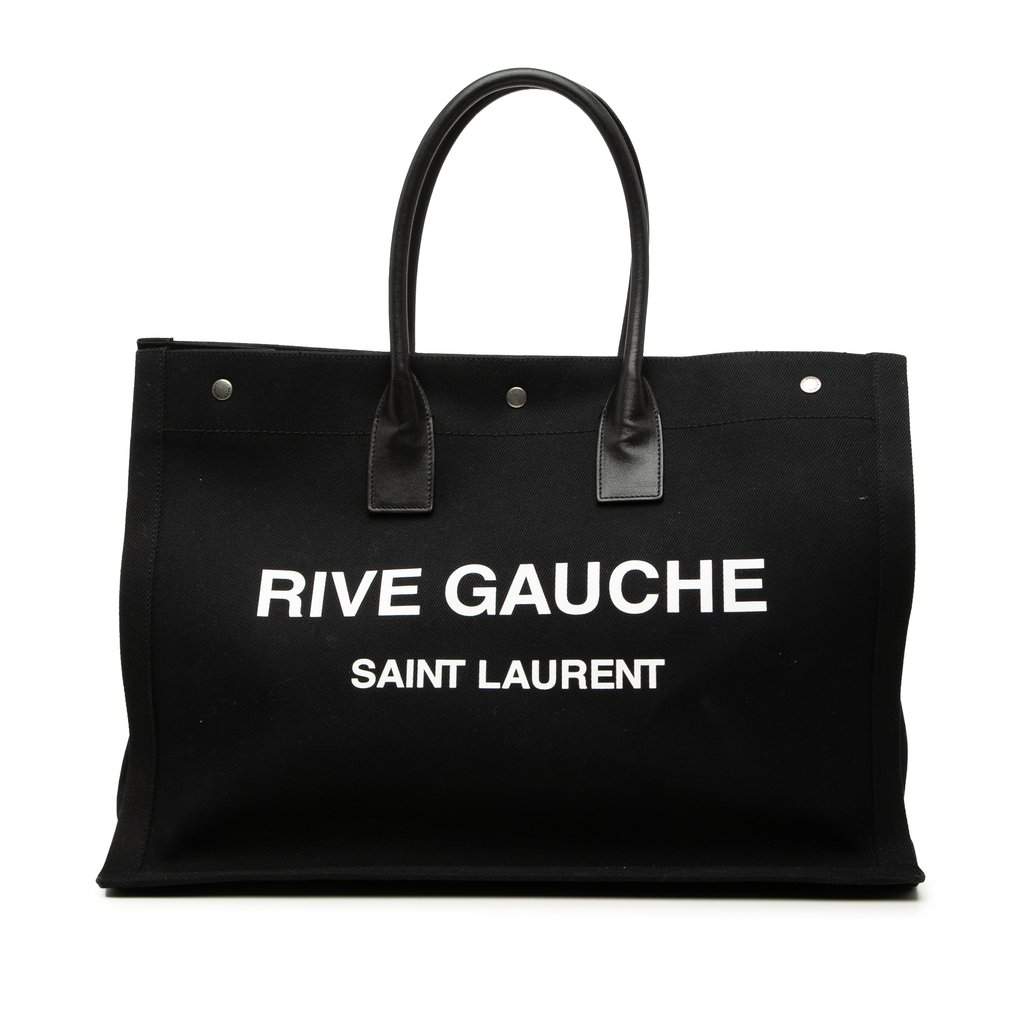Saint Laurent Large Canvas Rive Gauche Tote Black Very good condition - Front View