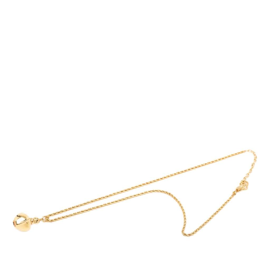 Dior Gold Plated Perfume Bottle Pendant Necklace Gold Metal Very good - Front View