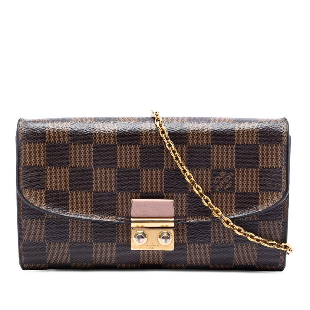 Louis Vuitton Damier Ebene Croisette Chain Wallet Brown Very good - Front View